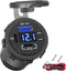 12V USB Outlet Qidoe USB C Car Charger Socket Dual PD 30W and 18W QC3.0 Port with Voltmeter Button Switch, Lengthened