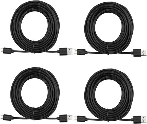 Smays 4-Pack 25ft Security Camera Micro USB Extension Cable Compatible with YI Home Camera, Oculus Go, Blink Mini
