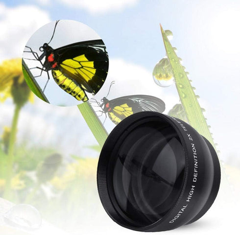 52mm 2X Magnification HD Teleconverter, Waterproof Telephoto Lens for 52mm Mount Camera