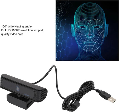 ASHATA 1080P 1080P 30FPS 11, Webcam with dowsHello, Full HD Recognition Webcam for USB Computer Web Camera for PC