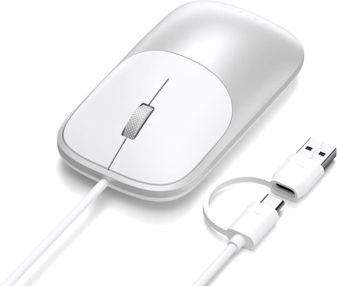 Satechi Slim LX Wired Mouse, Aluminum Design with USB-C Connectivity, Quiet Click Performance,