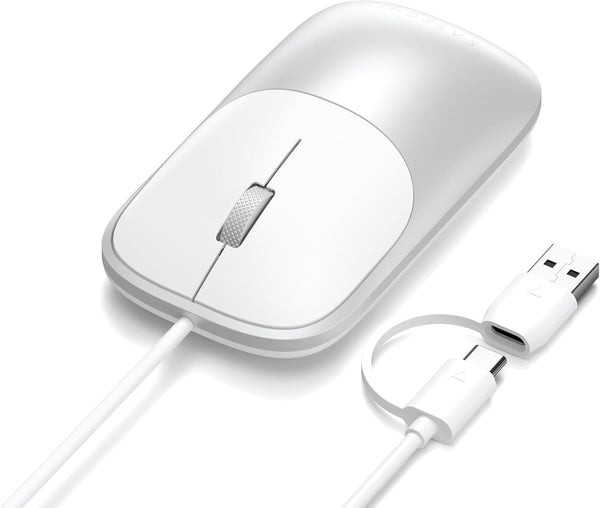 Satechi Slim LX Wired Mouse, Aluminum Design with USB-C Connectivity, Quiet Click Performance,