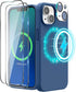 SURPHY iPhone 14 Case (6.1", 2022) - 4 in 1, MagSafe Compatible, Liquid Silicone, Blue Jay + 2 Pack Screen Protector &