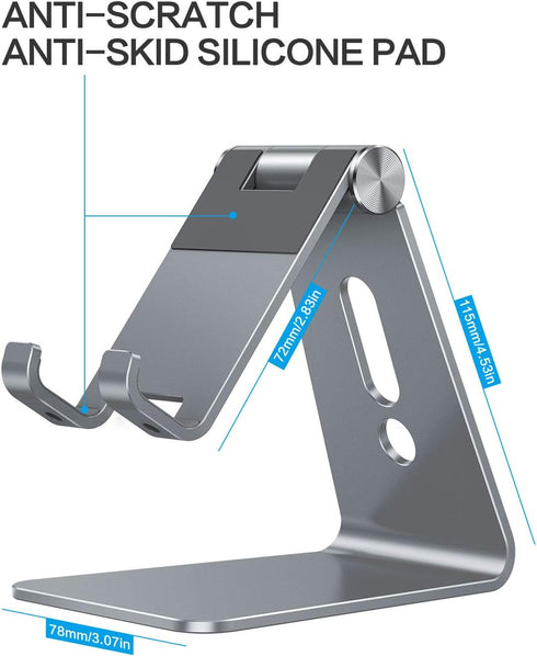OMOTON C2 15 14 13 8 7 6, Adjustable Cell Phone Stand, Aluminum Desktop Phone Holder Dock Compatible with iPhone Xs XR