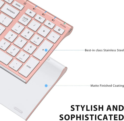 iClever BK10 Bluetooth Keyboard, Multi Device Rechargeable Keyboard with Number Pad, Ergonomic Design for iPad, iPhone,