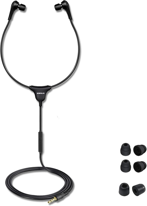 SIMOLIO Stereo Headset with Mic, Lightweight Stethoscope Transcription Headset, Volume Control, 3.5mm Plug, Wired