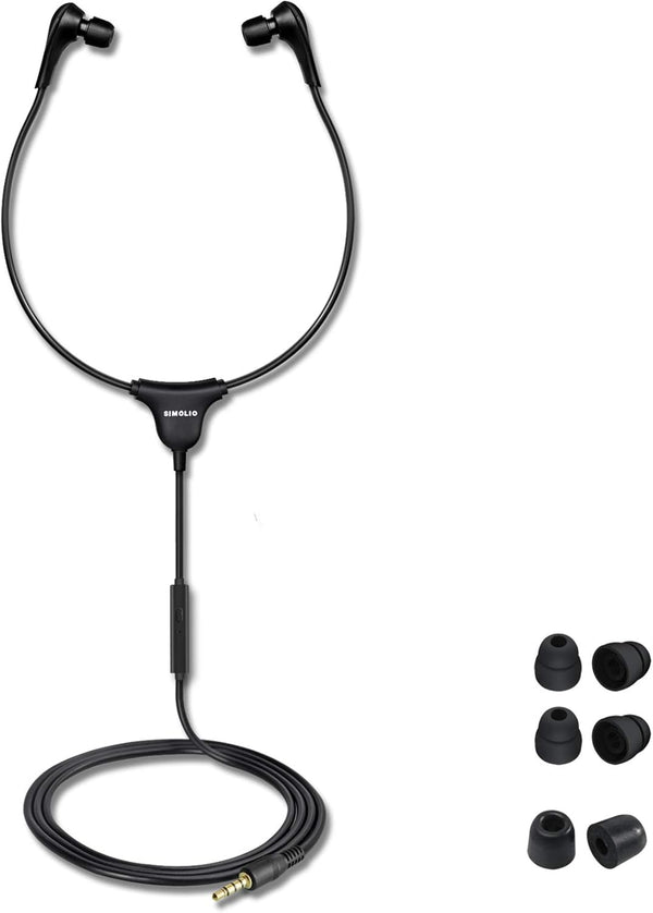 SIMOLIO Stereo Headset with Mic, Lightweight Stethoscope Transcription Headset, Volume Control, 3.5mm Plug, Wired