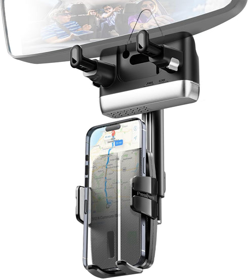 KSYER Rear View Mirror Phone Holder,Rotatable and Retractable Phone Holders for Your Car,