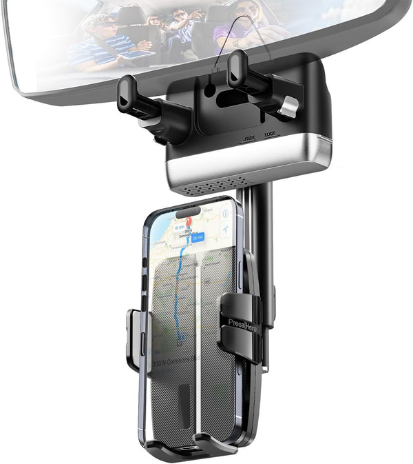 KSYER Rear View Mirror Phone Holder,Rotatable and Retractable Phone Holders for Your Car,
