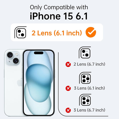 Kiresen 15 15 6.1" Magnetic for iPhone Case with Screen Protector - Wireless Charging Compatible - Upgraded Camera