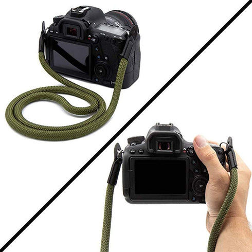 Vintage Camera Strap 100cm Nylon Climbing Rope Neck Shoulder Strap for Micro Single and DSLR Camera (Army Green)