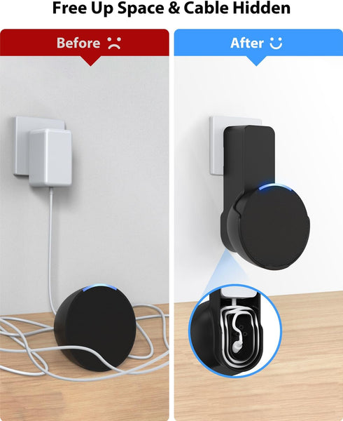 Maxonar Wall Mount for Echo Pop, Wall Mount Speaker Holder Stand, No Screws No Drill Needed, Cable Hidden Storage