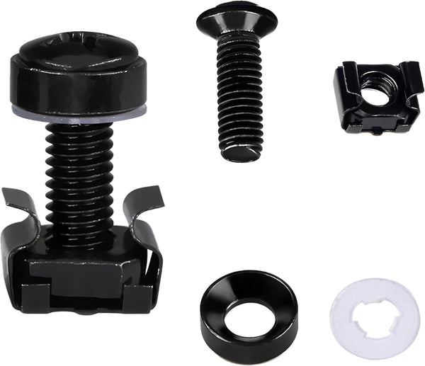 ZCLGOOD 50PCS M6 x 16mm Rack Mount Cage Nuts, Screws & Nylon Washers