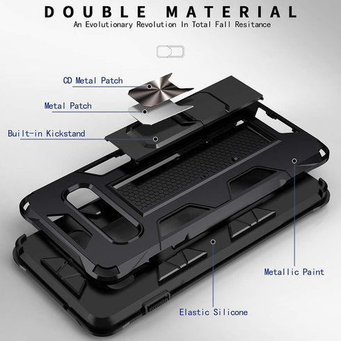 Samsung Galaxy S10 Case | Military Grade Shockproof with Kickstand and Built-in Magnetic Car Mount (Red)