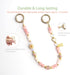 Cute Pink Phone Charm Beaded Strap, Adjustable Cell Phone Lanyard Wrist Strap for Women and Girls
