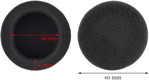 10 Pairs 60mm/2.4" Replacement Foam Ear Pud Earpads Sponge Cushion Covers for Logitech H600, H330, H340,Sony MDR-G45LP,Jensen JHH110 /FreeTalk 5091,Aiwa HP-CN5 /Labtec Axis 502 headset Black (BLACK)