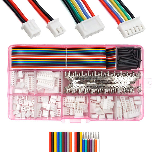 XH 2.54mm Pin Header and Ribbon Cables Wires Kit Compatible with JST-XH Connector 2/3/4/5/6/7/8 Female Pin Housing