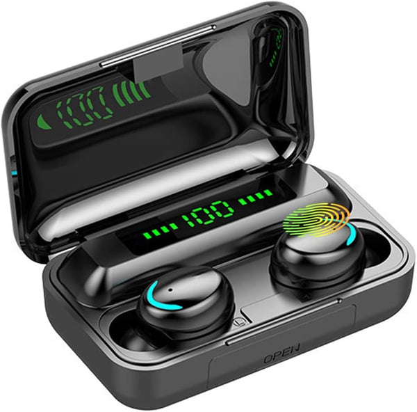 Wireless Earbuds, Bluetooth 5.3 Headphones with Mic, USB Charging Case, Dual Connect, Black Ear Buds.