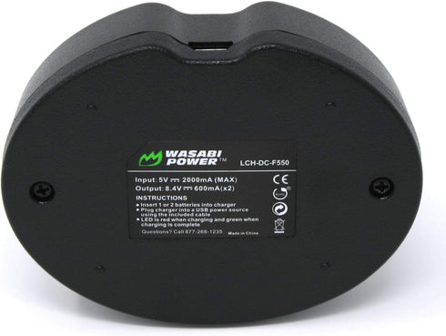 Wasabi Power Dual USB Battery Charger for Sony NP-F330, NP-F550, NP-F570, NP-FM55H, NP-FM500H