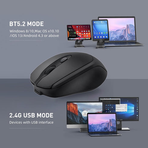 Bluetooth Wireless Mouse USB C, Rechargeable Silent Ergonomic Mouse for Macbook Air Pro/Computer/Laptop