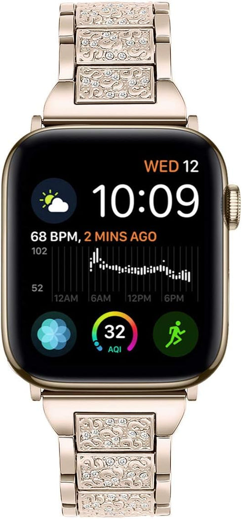 Bling Bands Compatible with Apple Watch Band 42mm/41mm/40mm/38mm, Women Metal Rhinestone Replacement Wristband