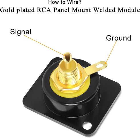 QIANRENON Gold Plated RCA Panel Mount Adapter, RCA Female to Solder Terminal AV Connector for Audio Video