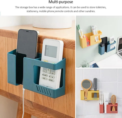 D3 Wall Mount Phone Holder, Punch-Free Wall-Mounted Mobile Phone Charging Stand, Sticky Remote Control Storage Box (2