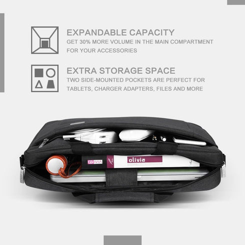 Voova 16 15.6 15 Inch Laptop Bag Case, Expandable Computer Shoulder Messenger Bag Waterproof Carrying Case with Tablet