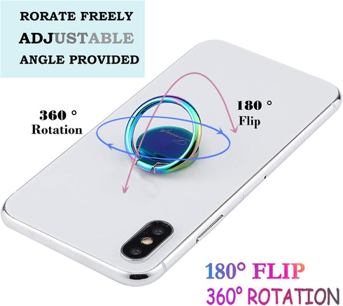 Rainbow Cell Phone Ring Stand Holder, Blue Multicolor Ring Grip Kickstand for Almost All Phones