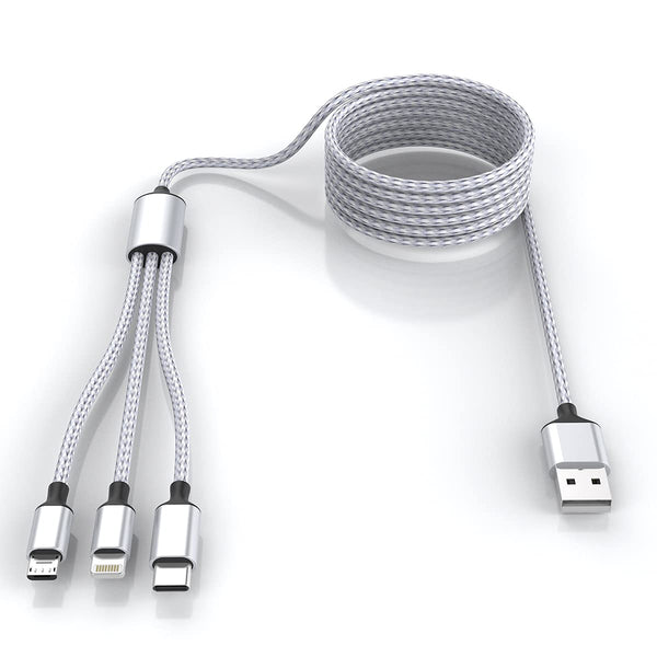 Shop the Multi 3 in 1 USB Long Charging Cable, 1.8M/5.9Ft, Nylon Braided for iPhone, Android, Samsung, LG, and more!