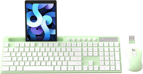 MARVO Wireless Keyboard and Mouse Combo, 2.4G Ergonomic Wireless Computer Keyboard with Phone