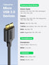 UGREEN 6ft Micro USB 3.0 Cable, Type A Male to Micro B, compatible with Samsung Galaxy S5, Note 3, cameras, and hard