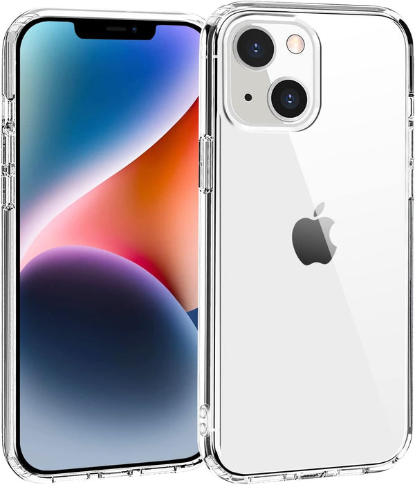 TENOC Clear Non-Yellowing Phone Case for iPhone 13 & 14, Protective Bumper Hard Back Cover for 6.1 Inch