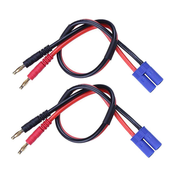 2-Pack EC5 Male Connector to 4MM Bullet Banana Connector Plug Adapter Wires with 11.8inch 14AWG Cable