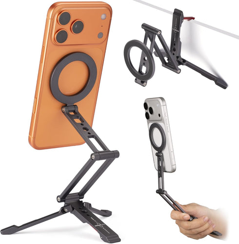 SHINEWEE Ultra-Compact Magnetic Tripod Stand: Aluminum Phone Mount for iPhone 17/16/15/14/13/12 Pro Max,