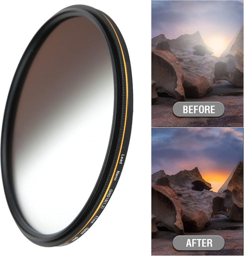 GND16 ND Filter, UltraSlim Optical Glass Neutral Density Variable Filter for Photography Accessory (77mm)