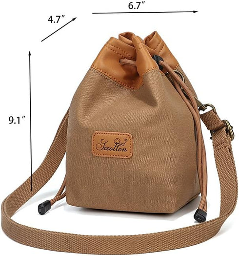 peacechaos Camera Bags,Lens Case Waterproof Canvas for SLR DSLR Compatible with Nikon/Canon/Sony/OLYMPUS/Fujifilm/Sony/Panasonic/Pentax/Samsung (Khaki, L)