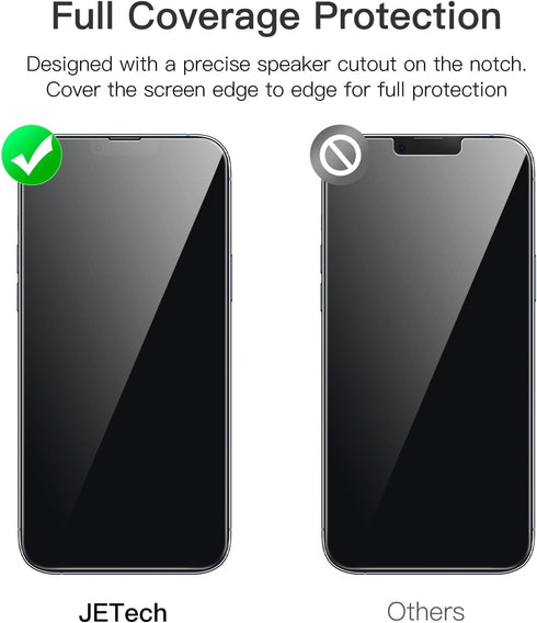 JETech Full Coverage Screen Protector for iPhone 13 Pro Max 6.7-Inch, 9H Tempered Glass Film Case-Friendly, HD Clear, 3-Pack