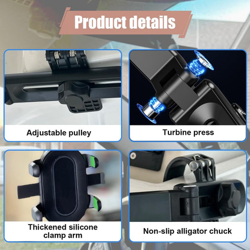 ZIMISI 360 Car Sun Visor Phone Holder, Rotatable and Retractable Visor Phone Mount, Multifunctional Adjustable Car