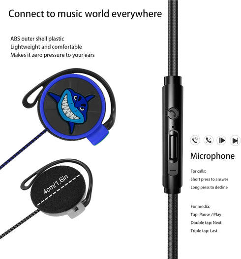 Earbuds Set with Case for Kids, Wired Over-Ear 3.5mm Headphones for Phone and PC, Comfortable Earphones with Hook