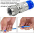 CKANDAY 10 Pack RG6 F Type Compression Connector + 10 Pcs Coaxial Cable Extender, Blue/Silver Female to Female Adapter