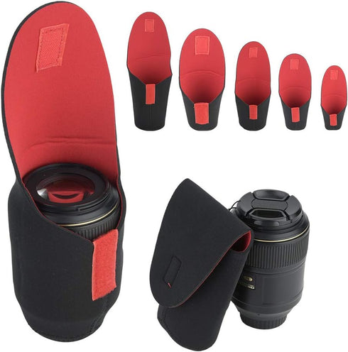 Lens Pouch Bag, 5pcs Camera Lens Storage Bag, Protective Shockproof Pouch Set for SLR Camera Lens