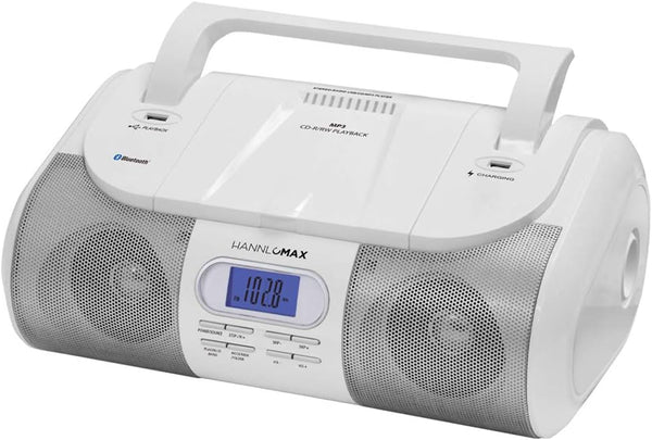 HANNLOMAX HX-318CD Portable CD/MP3/USB Boombox, Bluetooth, FM PLL Radio, Dual Power Source, 1 USB Port for Charging
