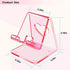 Crpich Acrylic Cell Phone Stand, Portable Clear Pink Phone Holder for Desk, Compatible with iPhone 15/14/13/12/11 Pro