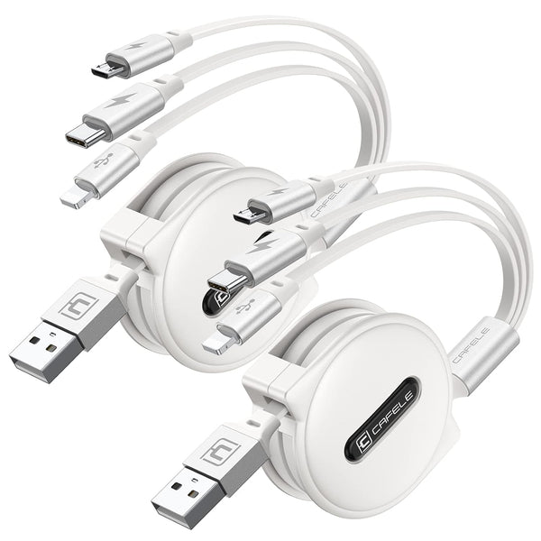 CAFELE Multi Charging Cable, 3 in 1 Retractable Charging Cable with Type C/Micro USB/IP for Phone 14 13 12 11