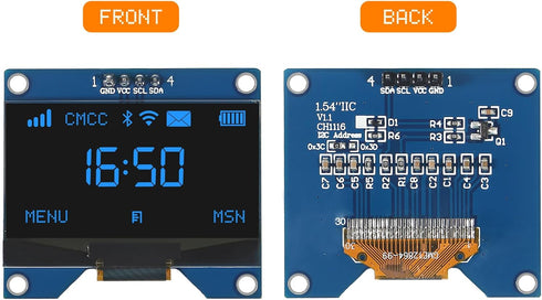 JUZITAO 2PCS 1.54 Inch I2C 12864 128x64 SSD1309 I2C OLED IIC Display Module Pixel Driver Serial Interface Display Board