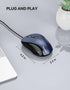 TECKNET USB Wired Mouse, 3600DPI Corded Computer Mouse with 4 Adjustable Levels, 6-Button Ergonomic Mice for Home and