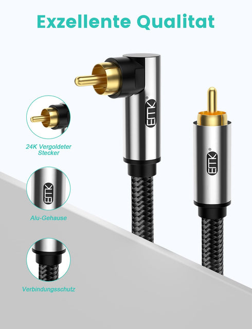90 (90 33FT/10M) EMK Degree Subwoofer Cable,RCA Male to Male Digital Coaxial Audio Cable for Television, DVD Player