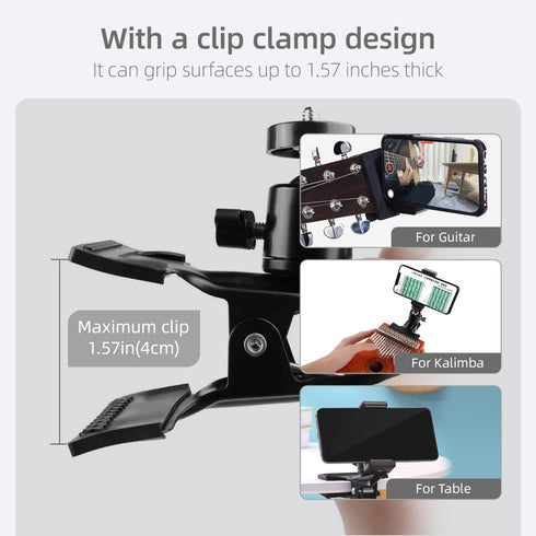 VEOOK 2-in-1 Streaming(GH-01) Guitar Phone Mount, Bass &Guitar Headstock Phone Holder Clip with Adjustable
