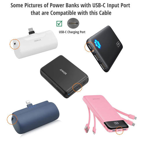 USB-C Charging Cable for Newest Power Banks, Compatible with iWalk, Spigen PocketBoost, Anker USB-C PowerBanks